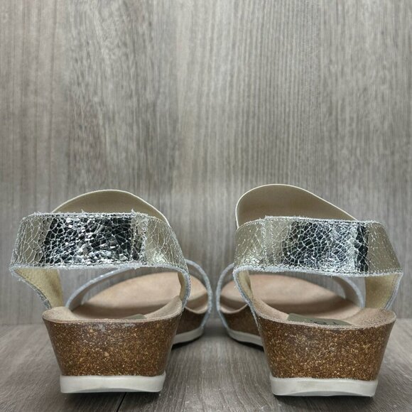 Yokono Sandals Womens Sz 8 Slingback Elastic Strap Wedge Open Toe Metallic Gold - Picture 5 of 12